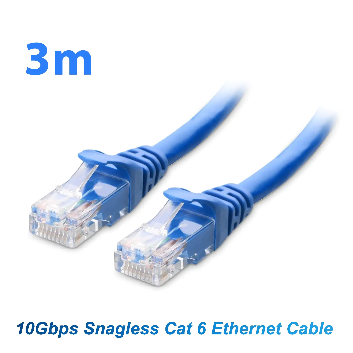 10Gbps Snagless Cat 6 Ethernet Cable - 3m, Cat 6 Cable, Cat6 Cord, Ethernet Cord, Blue
