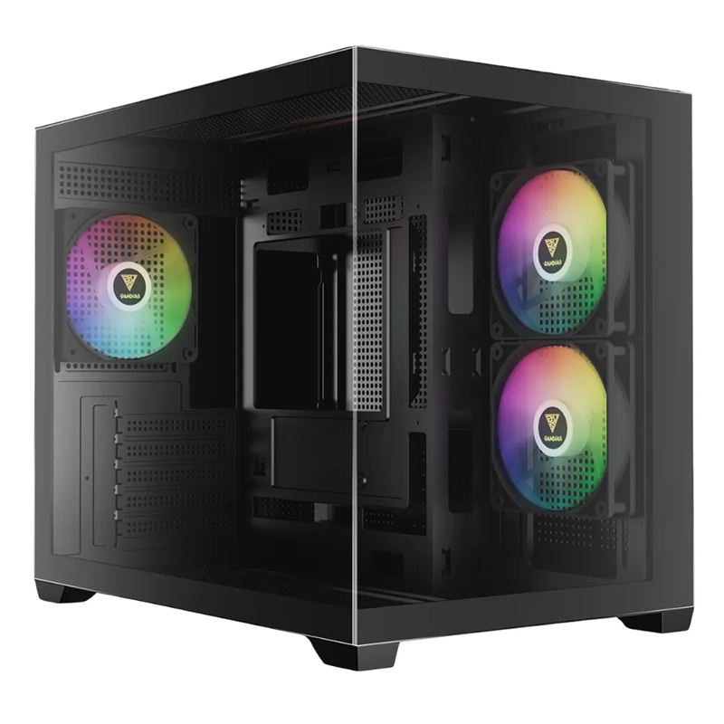 Gamdias AURA GC10M V2 Tempered Glass Mini Tower mATX Black Case with 3 120mm ARGB Fans (CASEGDGC10MV2BK)