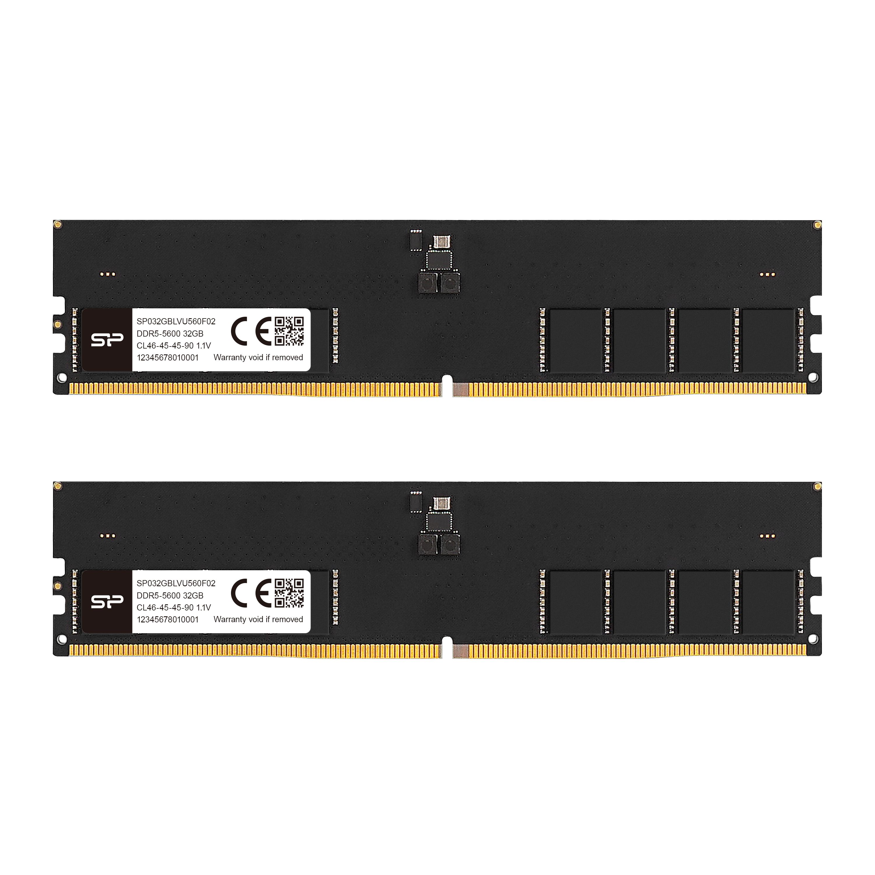 SP Silicon Power Upgrade 64GB (2x32GB) DDR5 Dual Rank 5600MHz CL46 1.1V UDIMM Desktop PC Computer RAM Memory Module - SP064GBLVU560F22