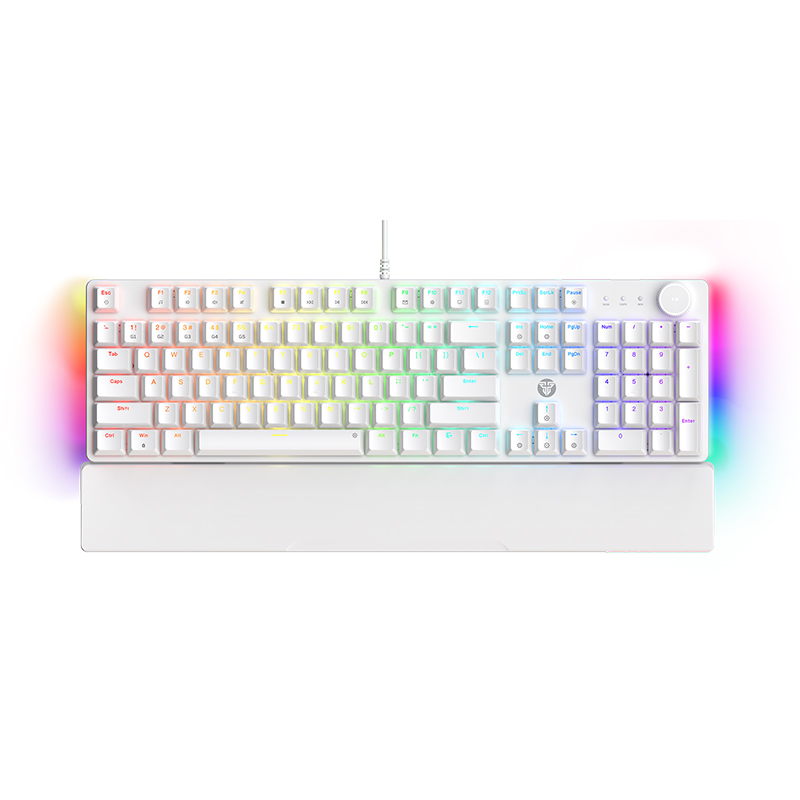 Fantech MAXPOWER II Wired Hot-Swap RGB Backlight Mechanical White Keyboard with Wrist Rest White - Speed Grey Switch (KBFTMK894WHGY))
