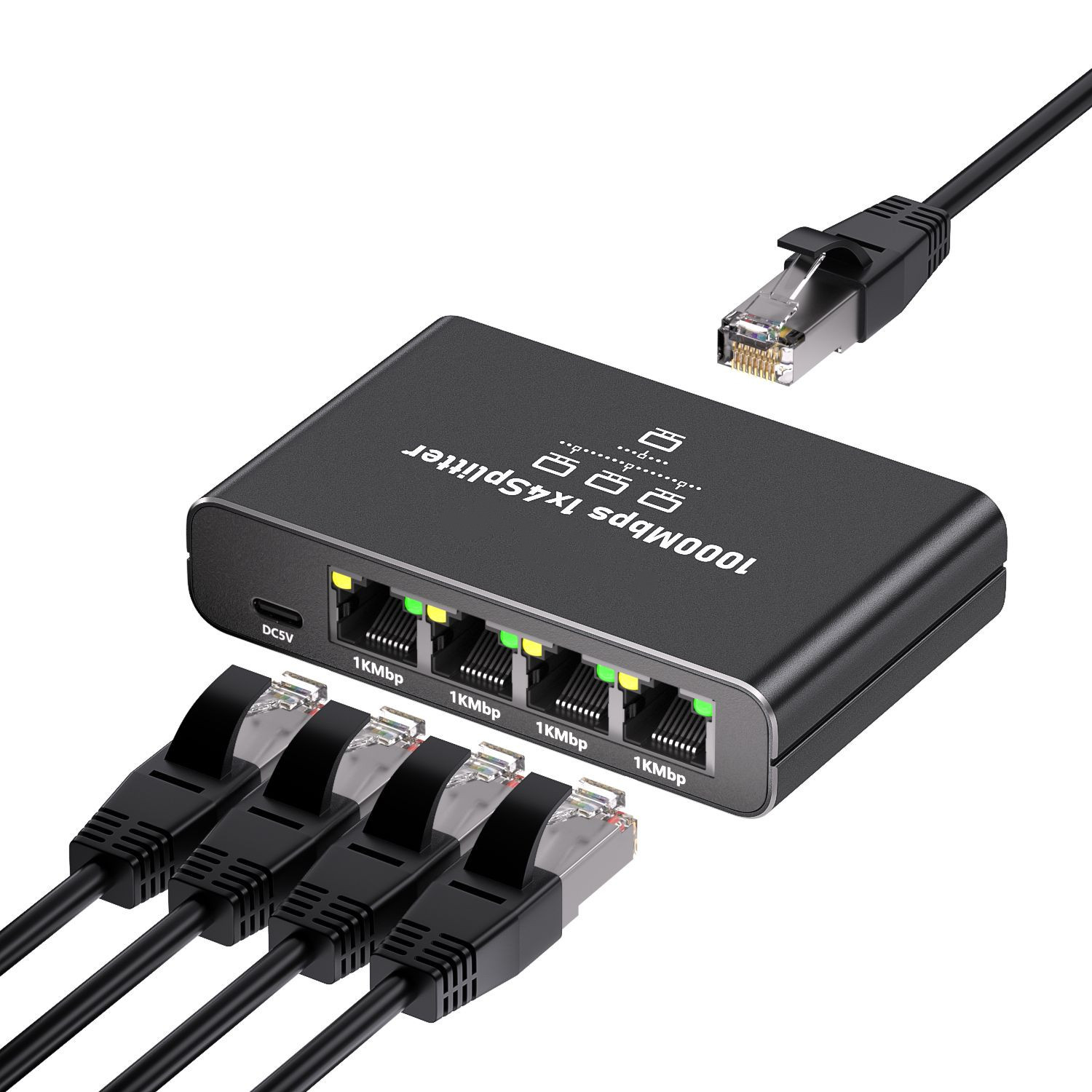 4-Port Gigabit Ethernet Network Switch, 10/100/1000Mbps Desktop LAN Splitter, Plug and Play Unmanaged Network Expander for Home & Small Office