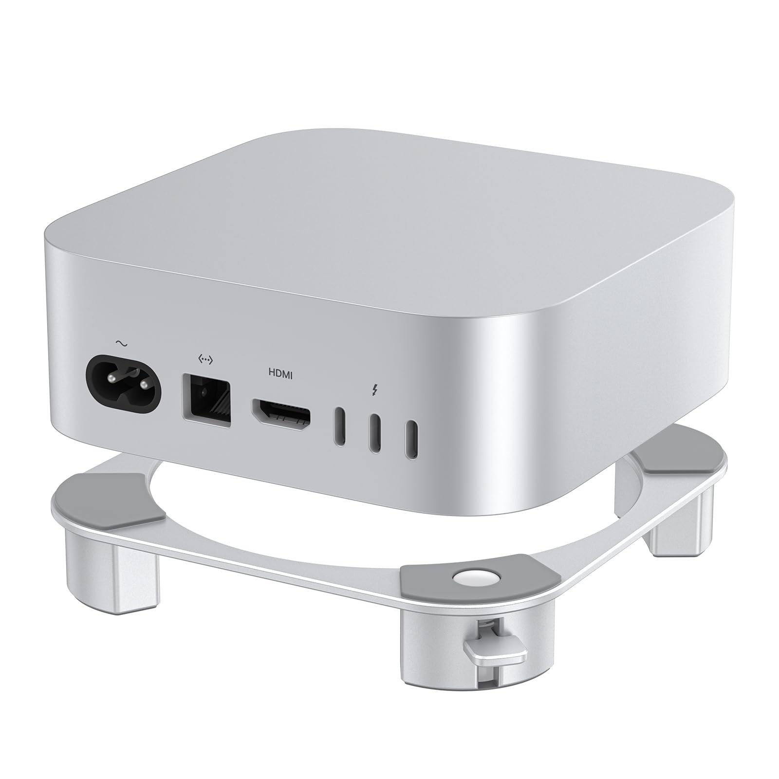 Mac Mini M4 Stand, Aluminium Desktop Holder for M4 & M4 Pro with Easy Power Button Access, Elevated Cooling Mount, Non-Slip Stability, Durable Alloy