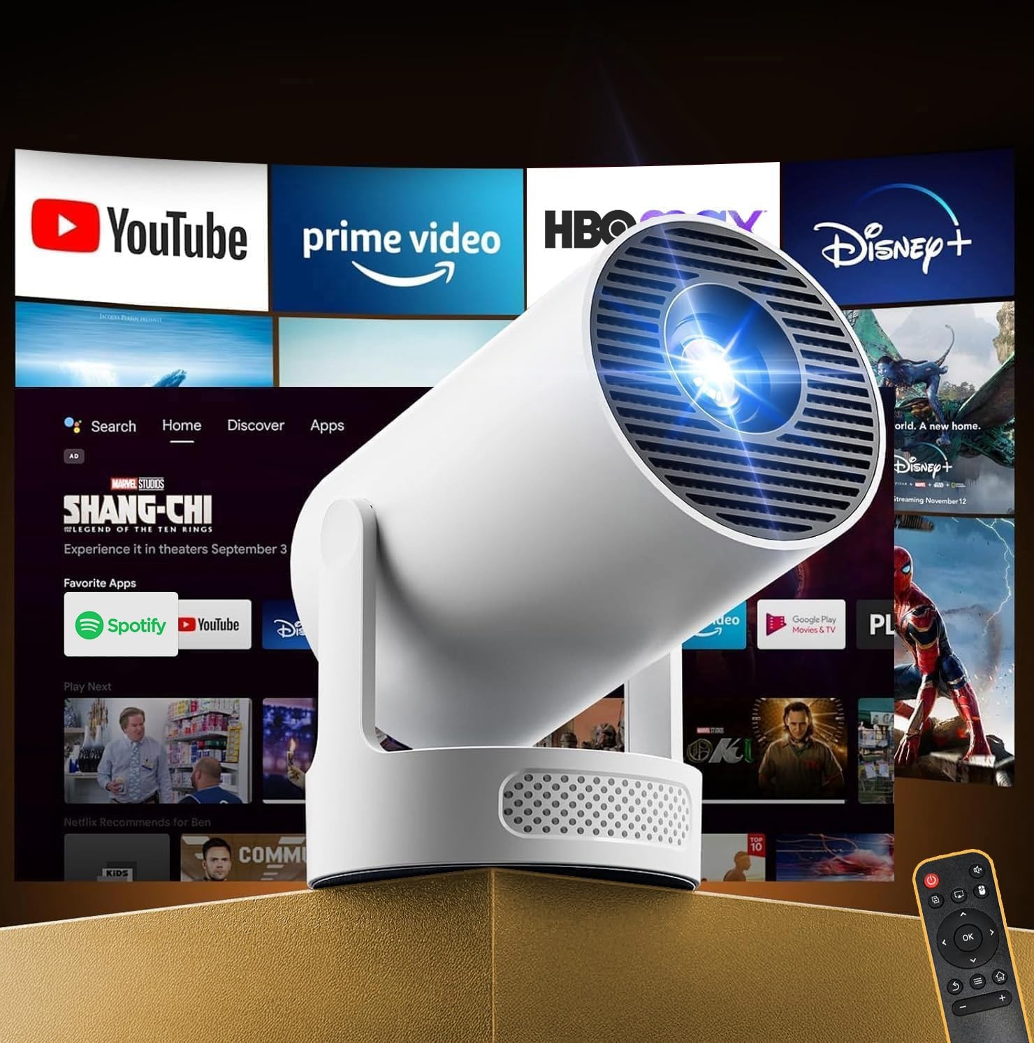 VELORICA Portable Projector with [2026 Upgraded] 4K HiFi Speaker [Built-in Apps ] Lower Noise Projector Wi-Fi Support auto Keystone 270° Rotatable 