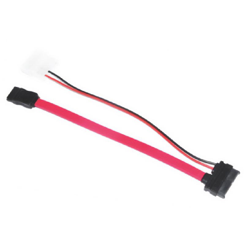 Astrotek Slim SATA Cable 30cm + 10cm 6 pins + 7 pins to 4 pins + 7 pins - Red (AT-SATA-SLIM)