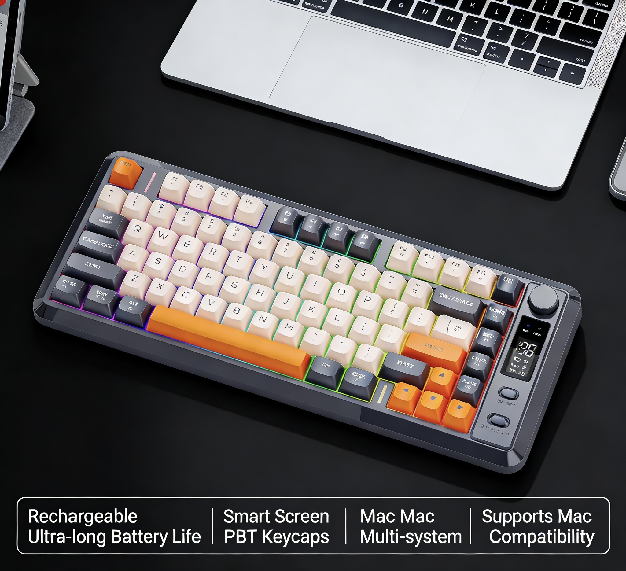 Free Wolf M75 Wireless Bluetooth Dual Mode Keyboard Office Silent PBT Ball Cap Gaming Keyboard 