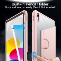 iPad-Accessories-Rotating-Case-for-iPad-A16-11th-10th-Generation-2025-2022-with-Pencil-Holder-360-Degree-Rotation-Protective-Stand-Cover-Clear-Back-Pink-6