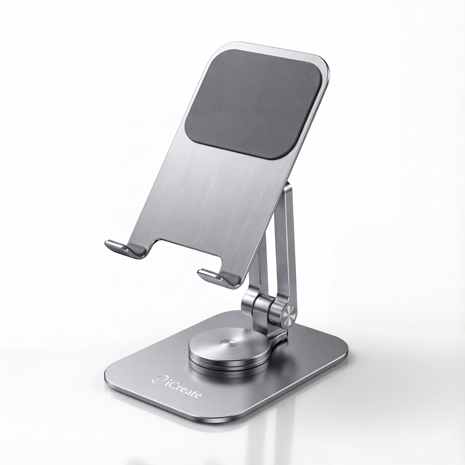 Phone Desktop Stand Aluminum Holder 360° Rotation and Foldable - Grey