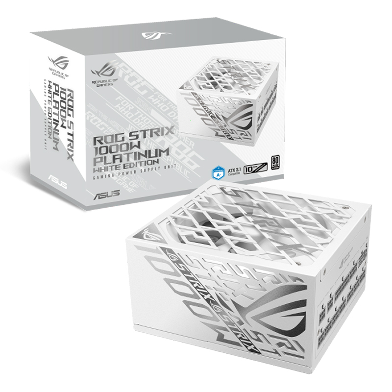 Asus ROG STRIX 1000W 80+ Platinum PCIe 5.1 ATX 3.1 Power Supply - White (ROG-STRIX-1000P-GAMING-WHITE)