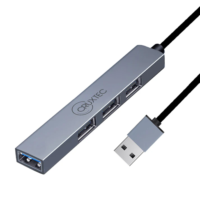 Cruxtec 4-Port High Speed USB-A 3.0 Hub - Ultra Slim Design (MU3-H4-SG)