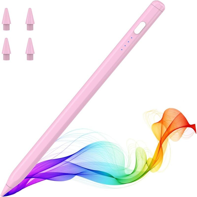 Stylus Pen for iPad 2018-2025, 15Mins Fast Charge for Apple Pencil, Palm Rejection Compatible with iPad A16/10/9/8/7/6 iPad Pro 12.9"/11"/13 M4 Pink