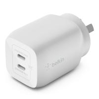Belkin BoostCharge Pro Dual USB-C GaN Wall Charger with PPS 65W - White (WCH013AUWH)
