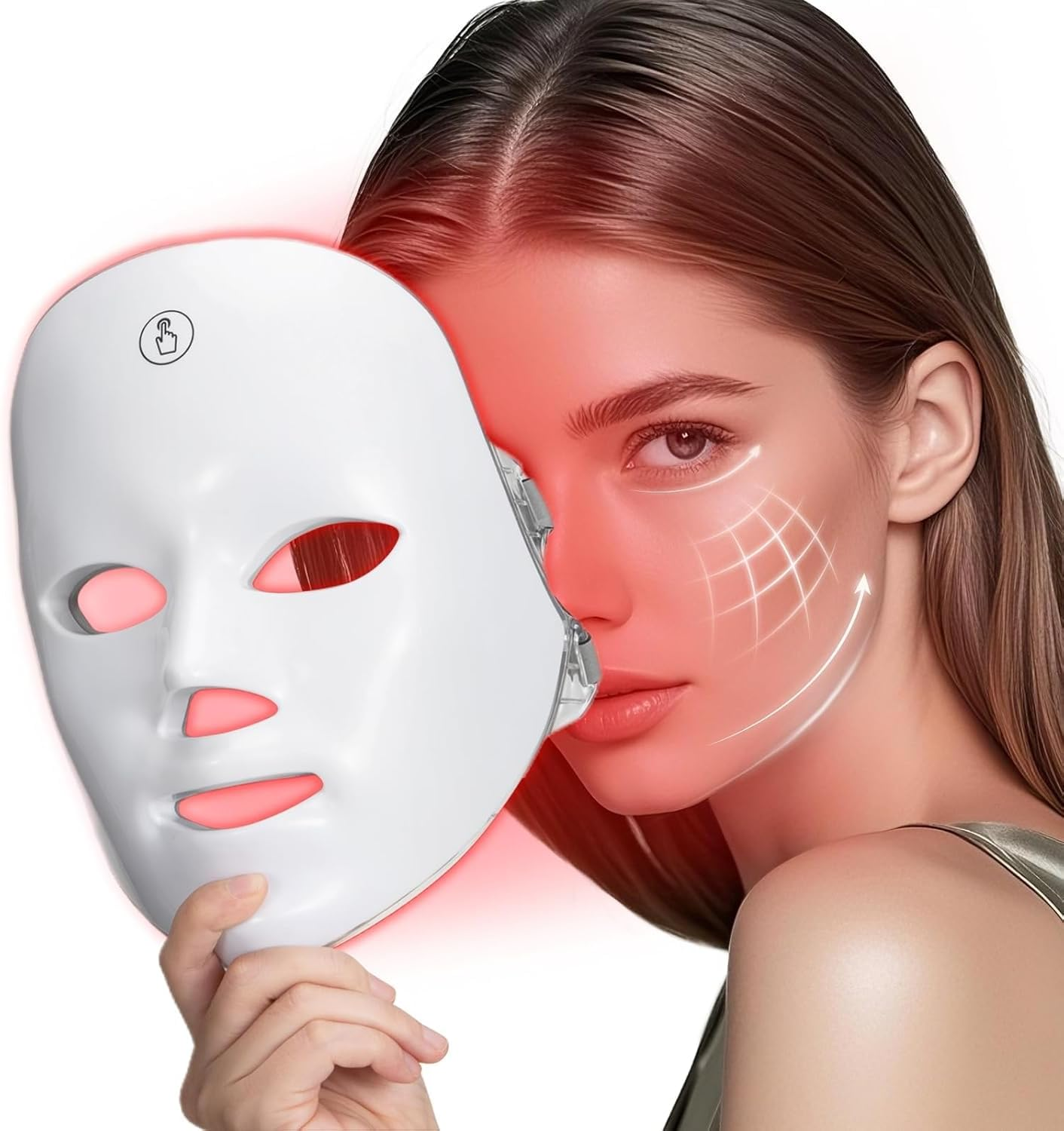 LED Face Mask-7 Color Red Light Therapy Mask for Face Anti-Aging, Acne & Glowing Skin,At-Home Collagen Boosting Facial Device,Safe,Infrared Light 