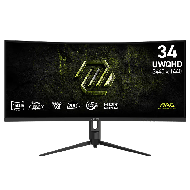 MSI MAG 34in UWQHD Rapid VA 200Hz Adaptive-Sync Curved Gaming Monitor (MAG 342CQRF E20)
