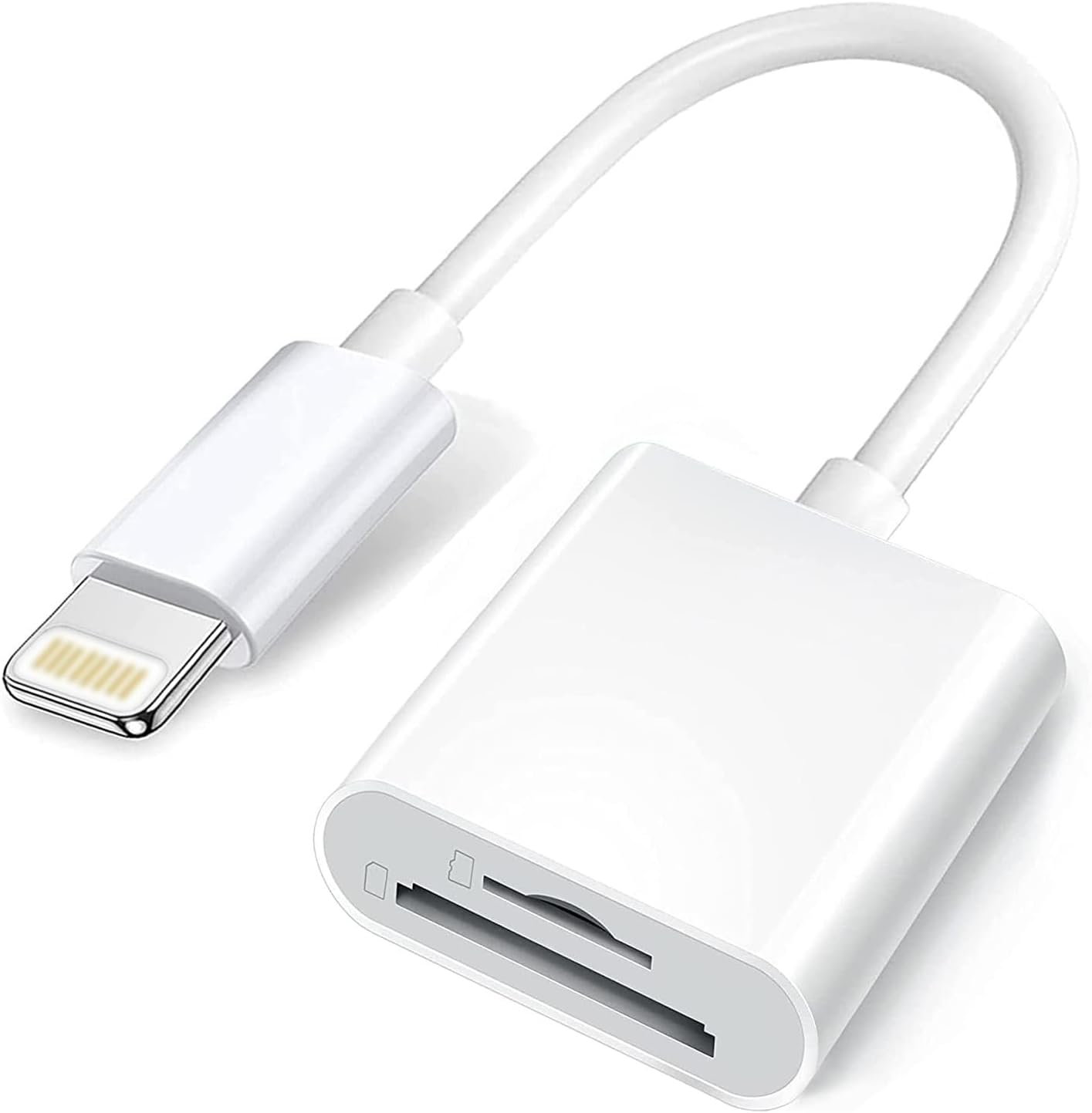 Apple Lightning to SD/TF Dual Card Slot Reader for iPhone/iPad, SD Card Reader for iPhone 2 in 1 Micro SD/TF Memory Card Adapter,Apple Lightning to SD