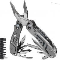 24-in-1 Multitool with Knife, Pliers & 11 Bits Sharp Stainless Steel - Multi Tool for Men - Ideal Gear with Tools for Camping Hiking, Survival, EDC - 