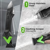 Outdoor-Tools-Caulking-Tool-5-in-1-Silicone-Caulking-Grout-Removal-Sealant-Finishing-Tool-with-Grout-Scraper-6-Exchange-Silicone-Pads-Adhesive-Residue-Scraper-Sea-3