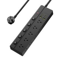 16-in-1 Power Board with Individual Switch, 10 AC Outlets, 4 USB-C & 2 USB-A, Surge Protection, 1.8M Cord, Power Strip for Home & Office-Black