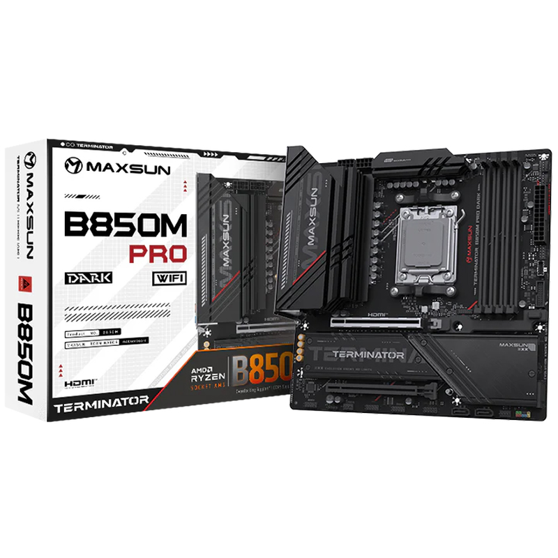 MAXSUN Terminator B850M Dark WiFi AM5 mATX Motherboard (MS-Terminator-B850M-DARK-WIFI)