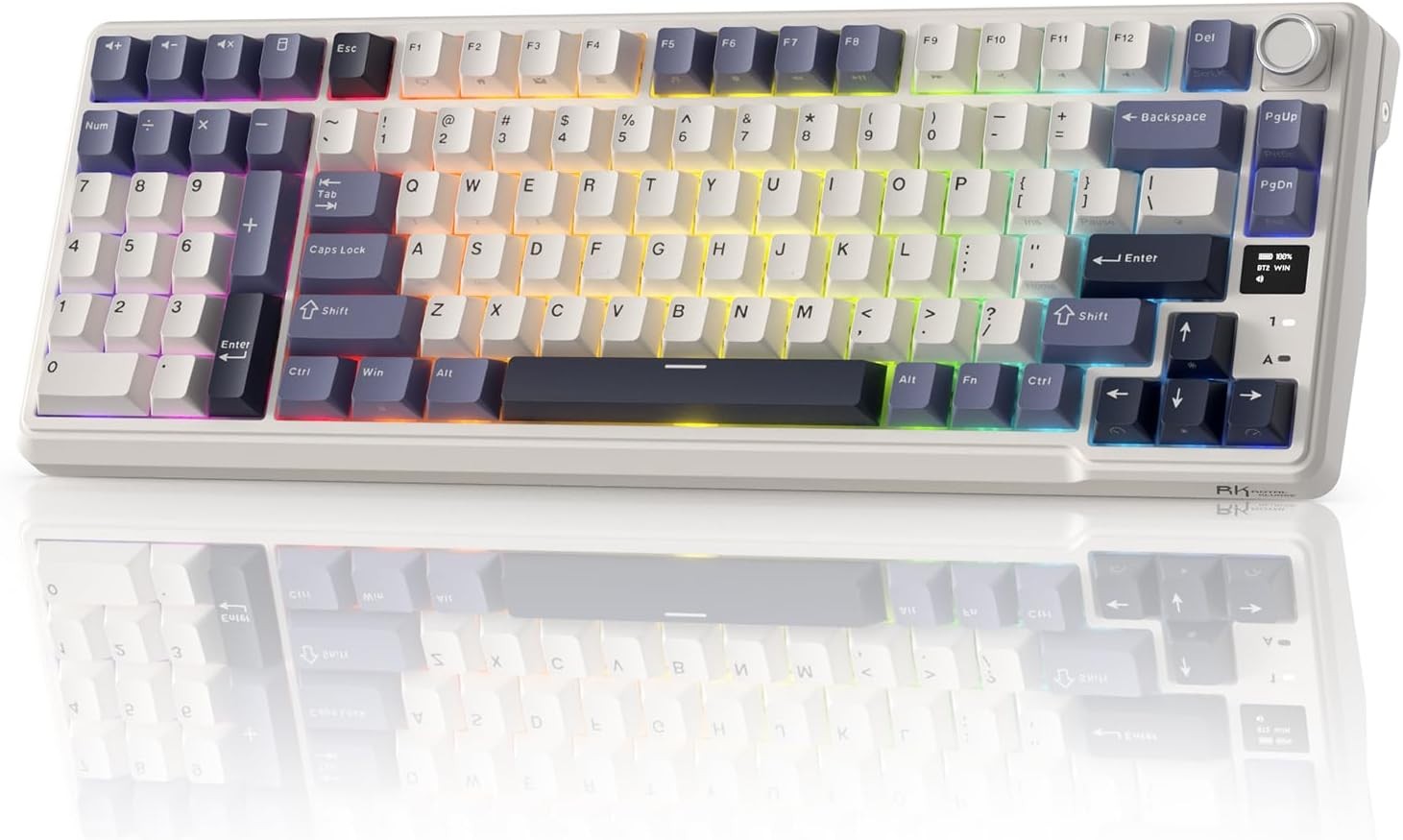 RK ROYAL KLUDGE L98 Wireless Mechanical Keyboard w/Left-Handed Southpaw Design Numpad & Hot Swappable Knob, Tri-Mode 95% Keyboard,Sage Blue