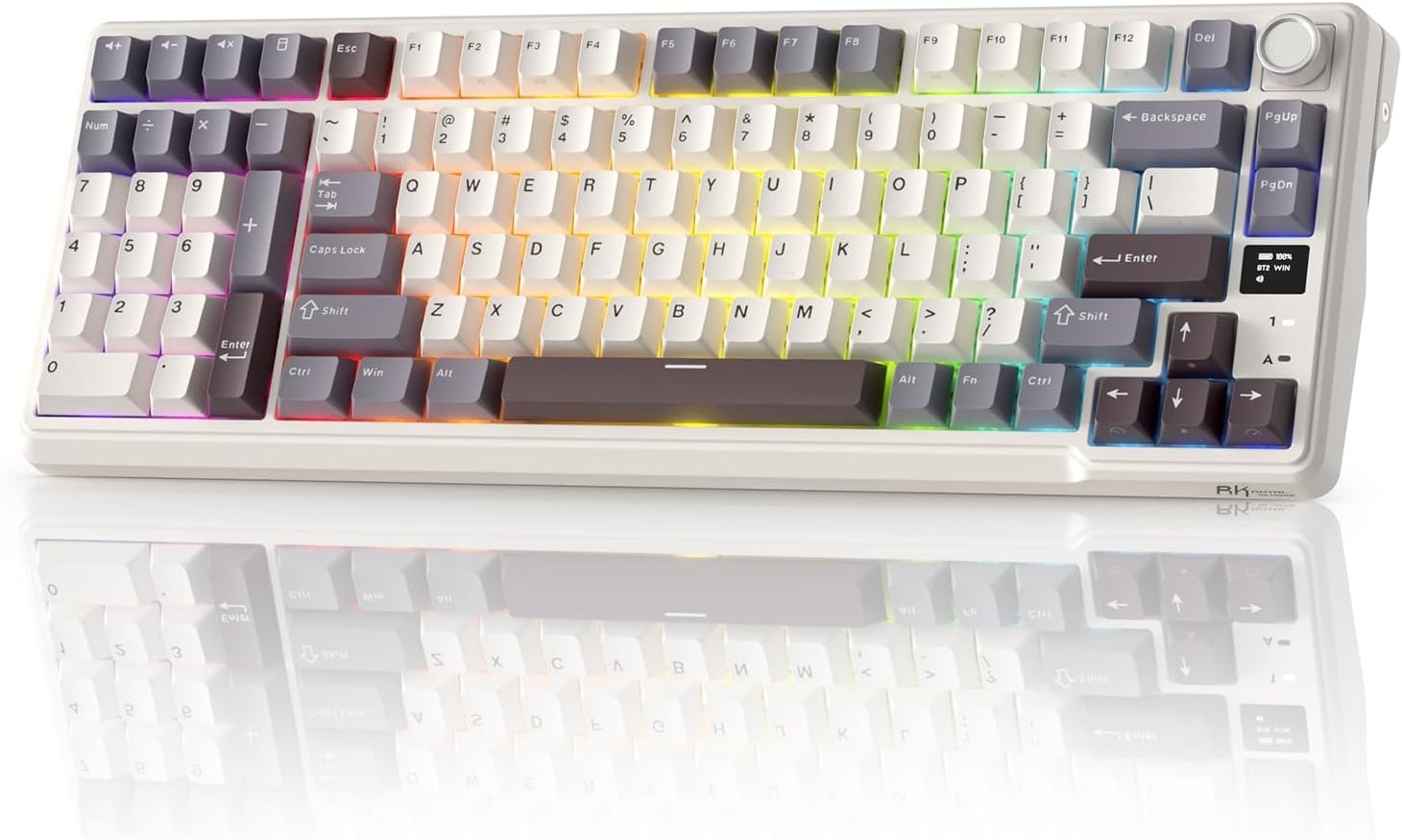 RK ROYAL KLUDGE L98 Wireless Mechanical Keyboard w/Left-Handed Southpaw Design Numpad & Hot Swappable Knob, Tri-Mode 95% Keyboard,Sandalwood Brown