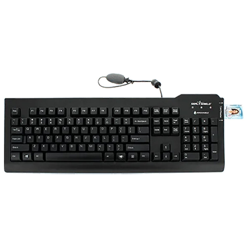Seal Shield Seal Clean Waterproof Wired Membrane Keyboard with Card Reader and Quick Connect USB Cable - Black (SSKSV207RUSA)