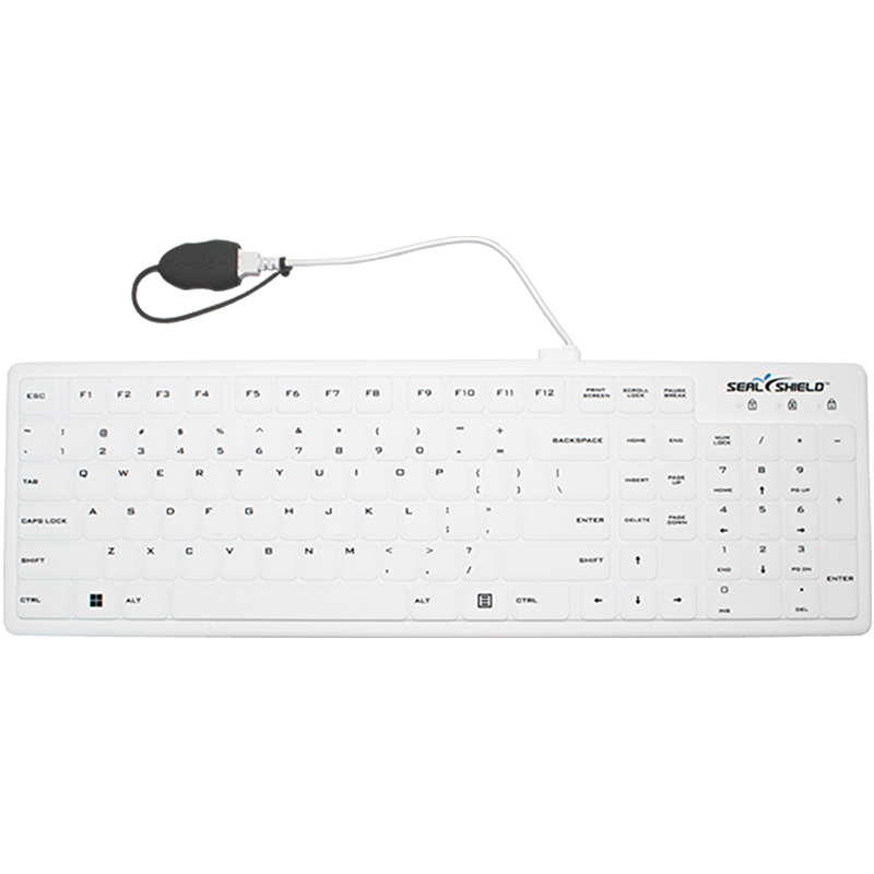 Seal Shield Seal Silk Pro Waterproof and Fully Sealed Silicone Wired Mechanical Keyboard - White (SWK104)