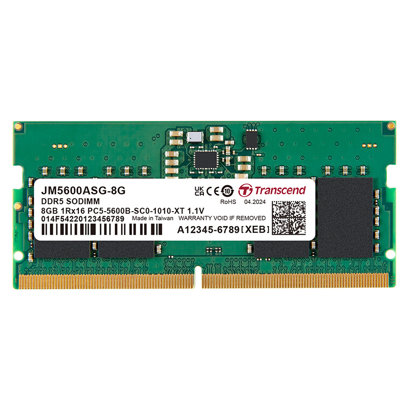 Transcend 8GB (1x8GB) JM5600ASG-8G 5600MT/s CL46 Unbuffered SODIMM DDR5 RAM (JM5600ASG-8G)
