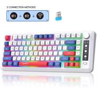 Three-mode Bluetooth wireless game keyboard, 81-key luminous rechargeable office keyboard.