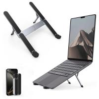 Foldable Adjustable Laptop Stand for Desk, 6-Level Height Ergonomic Riser, Portable Lightweight Holder for 10-16" MacBook & Tablet, Silver