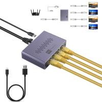 Gigabit Ethernet Splitter 1 to 4 - Network Splitter with USB Power Cable, RJ45 Internet Splitter Adapter 1000Mbps High Speed for Cat 5/5e/6/7/8 Cable