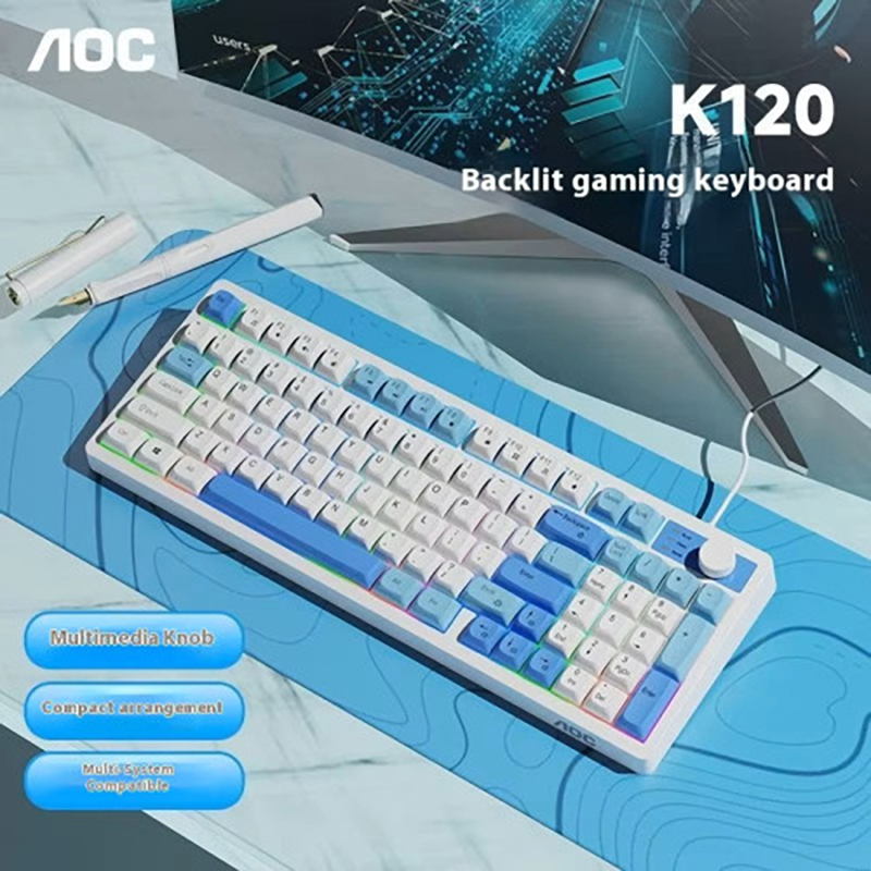 AOC K120 95 Keys RGB Wired Mechanical Gaming Keyboard - Blue (KM-K120-BLUE)