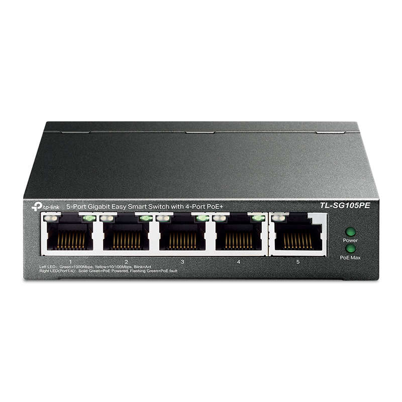 TP-Link 5 Port Gigabit Easy Smart Switch with 4-Port PoE+ - UN/2.40 (SG105PE)