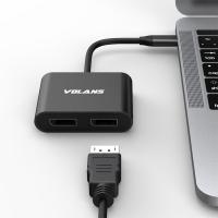 Display-Adapters-Volans-Aluminium-4K-USB-C-to-Dual-DisplayPort-Adapter-with-MST-Dual-Monitor-VL-UC2DP-S-4