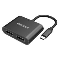 Volans Aluminium 4K USB-C to Dual DisplayPort Adapter with MST Dual Monitor (VL-UC2DP-S)