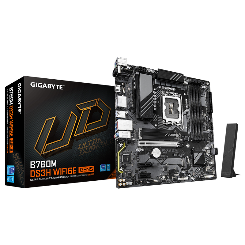 Gigabyte B760M DS3H WiFi6E Gen LGA 1700 Micro ATX Motherboard (B760M DS3H WF6E GEN5)