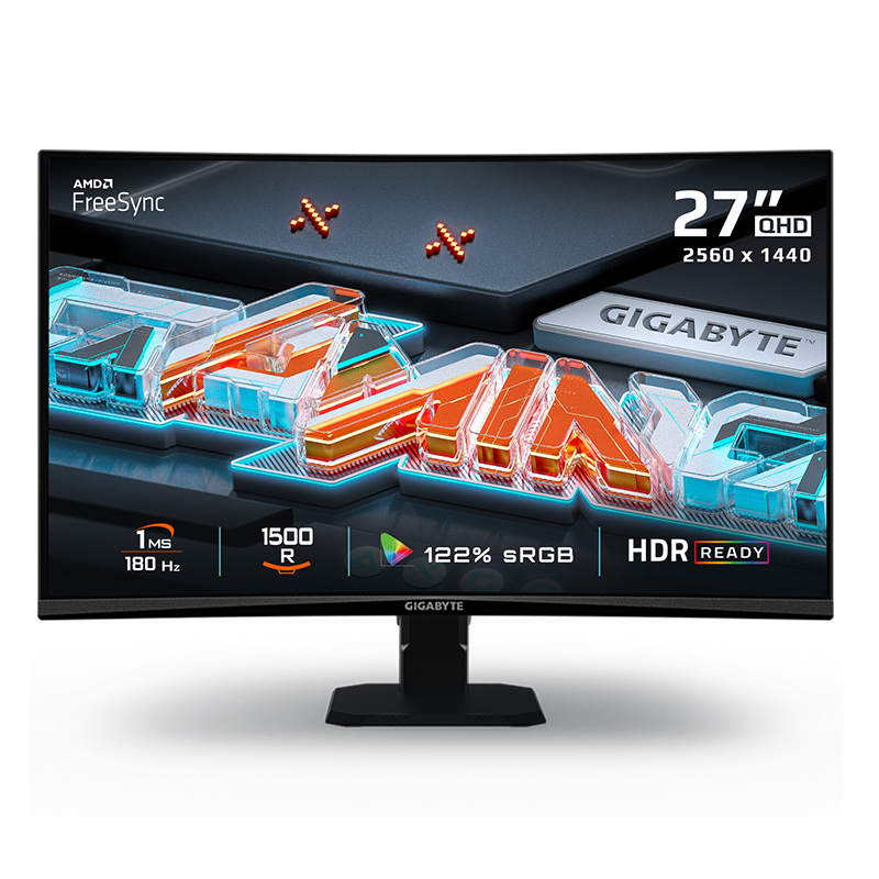 Gigabyte 27in QHD VA 180Hz FreeSync Curved Gaming Monitor (GS27QCA)