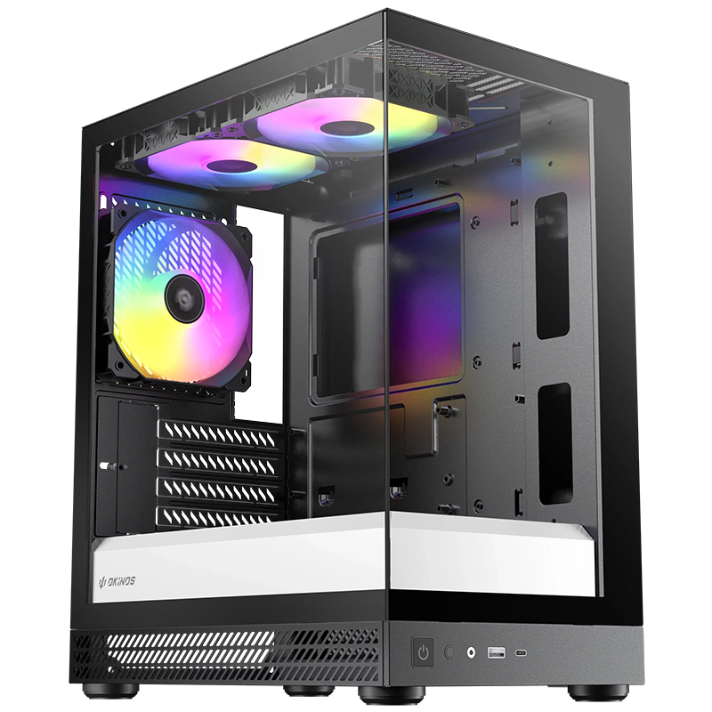 Okinos AQUA UNO Tempered Glass Mini Tower mATX Case - Zebra (AQUA UNO ZEBRA)