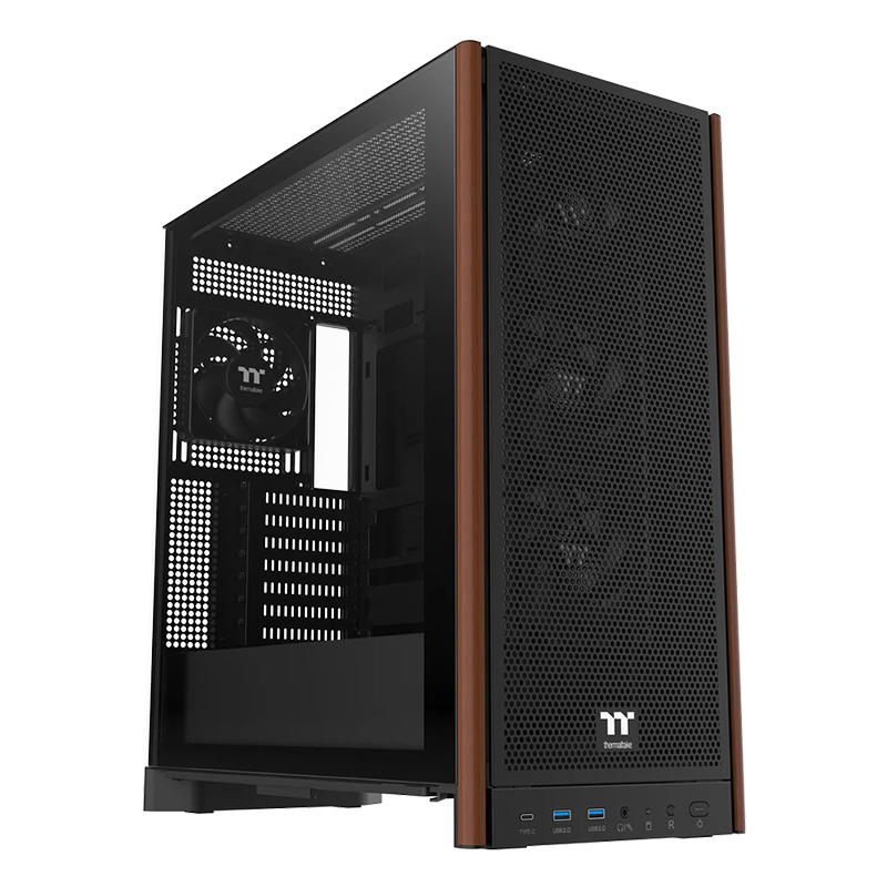 Thermaltake S370 WS Mesh Tempered Glass Mid-Tower ATX Case - Black Wood Edition (CA-11J-00M1WN-00)
