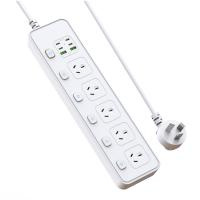 2M Individual Switched Surge Protected Power Board | 5 AC +2 USB-A+4 USB-C Wall Mount Power Strip, White Home Office Dorm Use