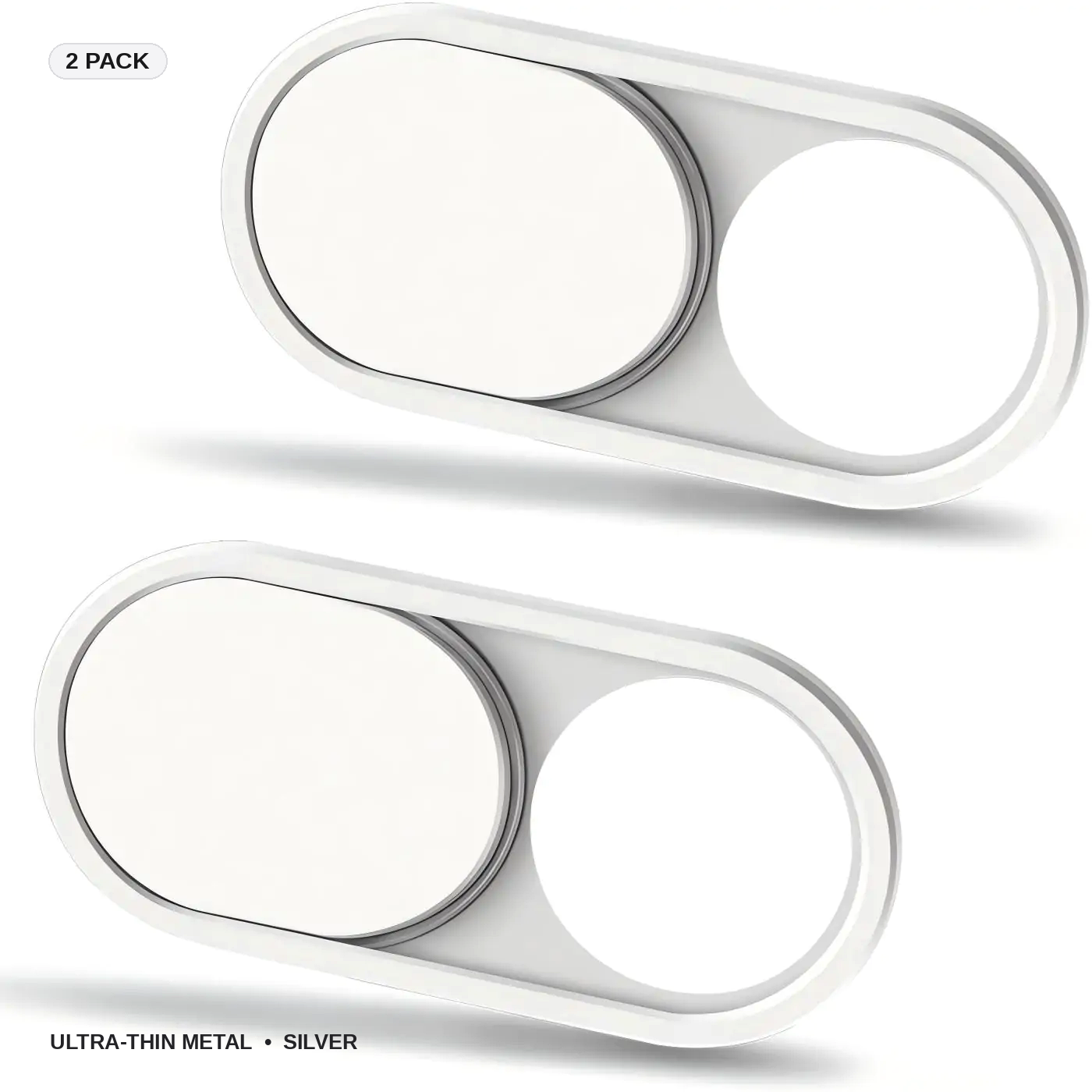 Metal Webcam Cover Slide, Ultra-Thin Camera Privacy Cover for Laptop, MacBook, Tablet, PC and Smartphone, Silver (2 Pack)