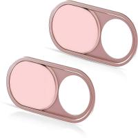 Metal Webcam Cover Slide, Ultra-Thin Camera Privacy Cover for Laptop, MacBook, Tablet, PC and Smartphone, Rose Gold (2 Pack)