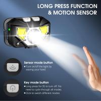 Outdoor-Lighting-Headlamp-Flashlight-Lumen-Ultra-Light-Bright-LED-Rechargeable-Headlight-with-White-Red-Light-2-Pack-Waterproof-Motion-Sensor-Head-Lamp-8-Modes-for-O-3