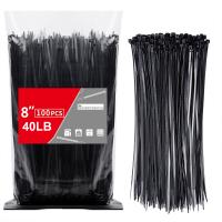 Zip Ties 8 inch (100 Pack), 40lbs Tensile Strength, Black Cable Ties, Wire Ties For Indoor and Outdoor Use, Heavy Duty Cable Wire Ties With Self-Locki