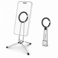 Magnetic Phone Tripod Mini Portable for Travel and Streaming - Silver