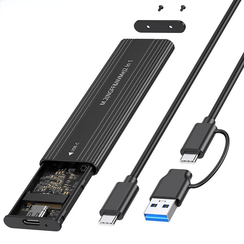 10Gbps M.2 SSD Enclosure, Dual Protocol NVMe & SATA, USB 3.2 Gen2 Type-C External SSD Case for 2230/2242/2260/2280 | Augearix