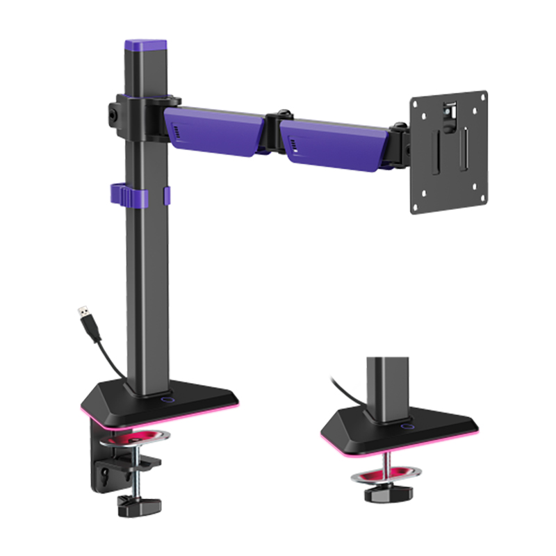 Brateck Articulating RGB Lighting Gaming Monitor Arm Screen Size 17in-40in Up to 12 Kg - Matte Black (LDT89-C012L)