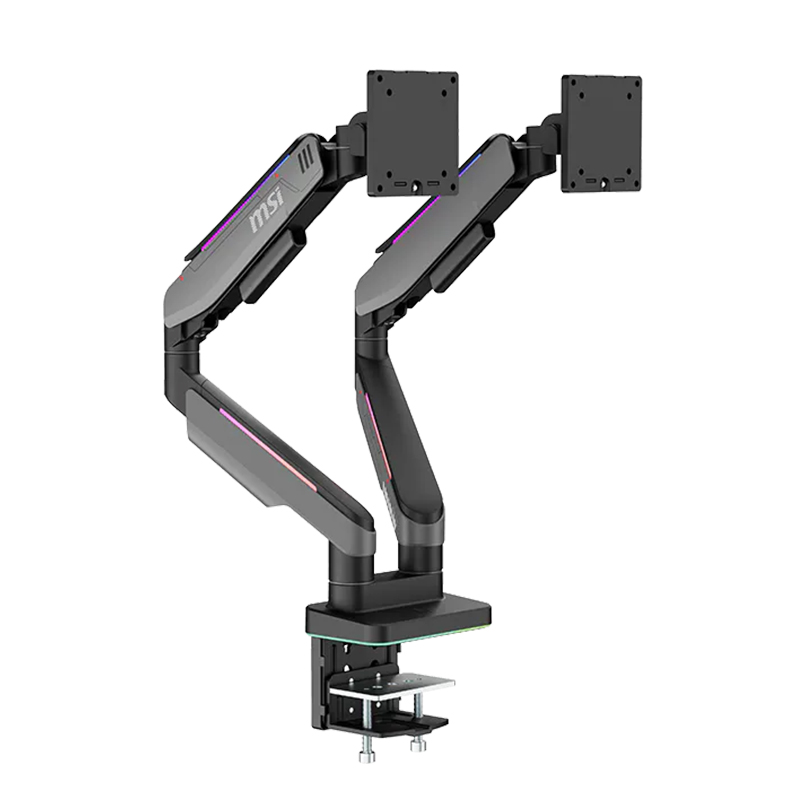 MSI MPG RGB Dual Monitor Economical Spring-Assisted Monitor Arm Support - Black/Grey (MPG MT201DRG)