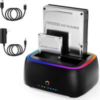 Dual‑Bay SATA Hard Drive Docking Station USB‑C 5Gbps, SD TF Card Reader RGB Lighting for 2.5" 3.5" HDD SSD | Augearix