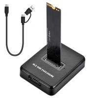M.2 NVMe & SATA to USB‑A/C Docking Station, 10Gbps USB3.1 Gen2 Dual‑Protocol M.2 SSD Enclosure for M‑Key B+M‑Key 2230 2242 2260 2280 SSD | Augearix