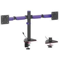 Brateck Amethyst Articulating RGB Lighting Gaming Dual Monitor Arm Fit Screen Size 17in-32in - Matte Black (LDT89-C024L)
